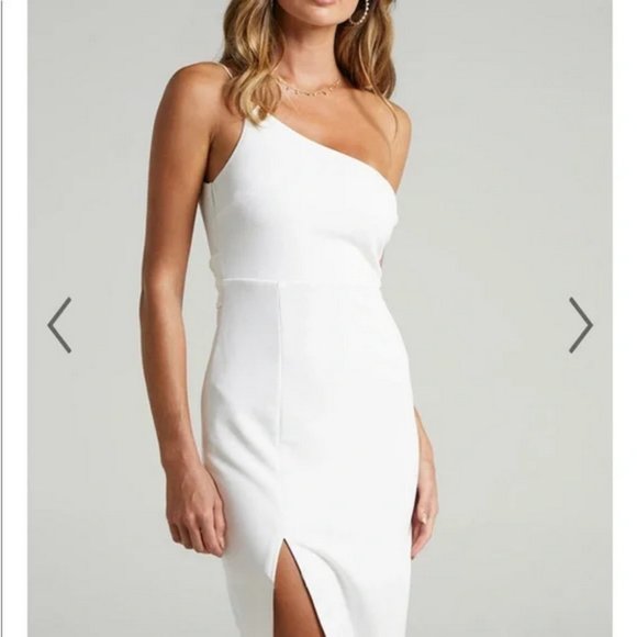 Showpo White Where and When One shoulder  Dress - Picture 2 of 4
